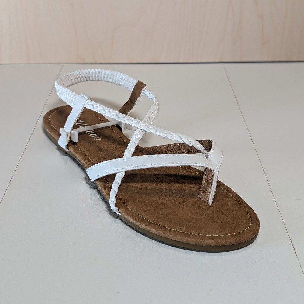Weeboo Women Beautiful Stylish Braided Ankle Strap Thong Sandals - White- Size 8